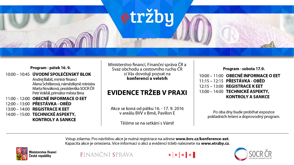 Pozv&aacute;nka na konferenci a veletrh „EVIDENCE TRŽEB V PRAXI“