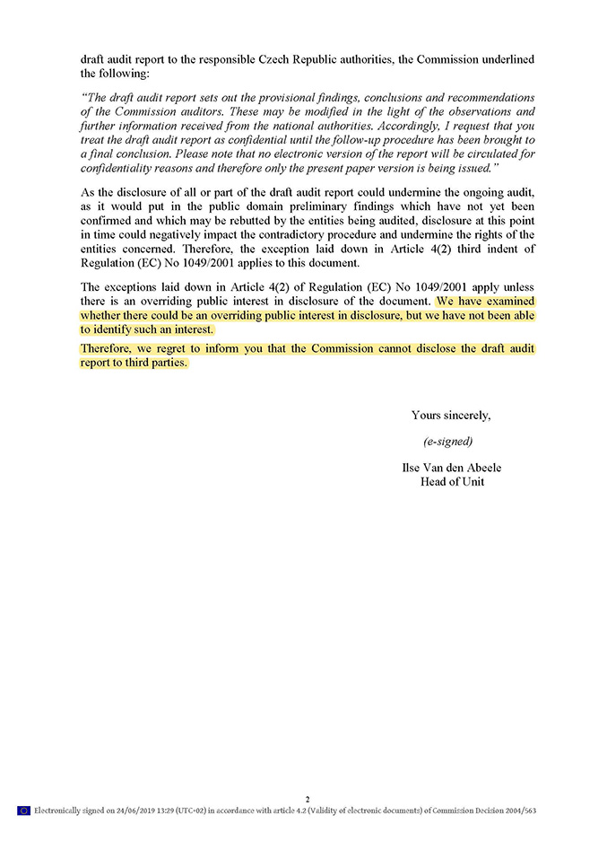Odpověď Evropsk&eacute; komise Ministerstvu financ&iacute; &uml;- strana 2