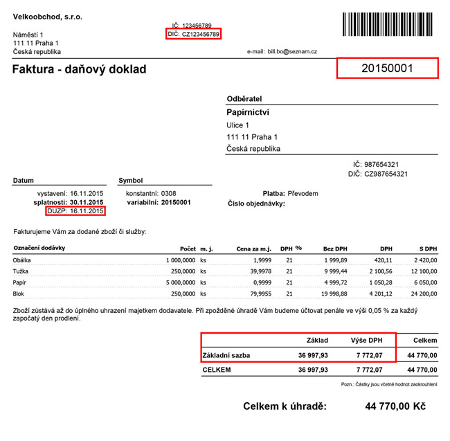 Faktura - daňov&yacute; doklad